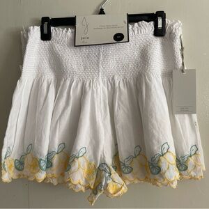 JOIE Lemons Lime Embroidered Cute 2 Pack Smocked scalloped Sleep Shorts S